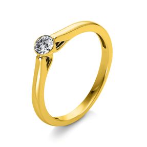 Solitaire Ring aus 750 Gold Gelbgold Brillant 0,15ct TW-SI B:1,8mm Zarge