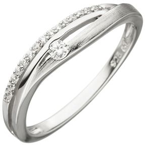 Ring mit weißen Zirkonia 925 Silber rhodiniert Silberring Fingerschmuck Damen