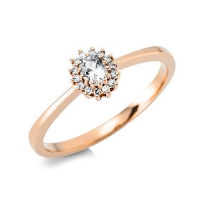 Ring aus 750 Rotgold Morganit 0,13ct rosa 14 Diamanten 0,05ct TW-SI B:6,4mm