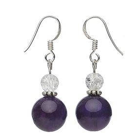 Ohrringe Ohrhänger aus Amethyst & Bergkristall 925 Silber violett weiß Damen