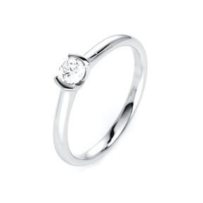 Solitaire Ring aus 585 Gold Weißgold Brillant 0,25ct TW-SI B:2,1mm