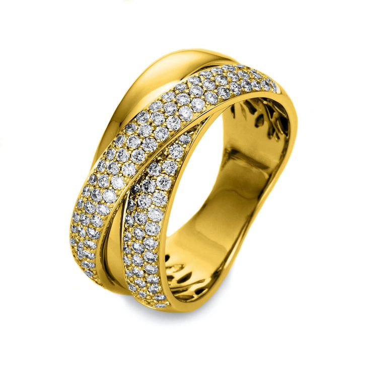 Pavé Ring aus 750 Gelbgold 122 Brillanten 0.92ct