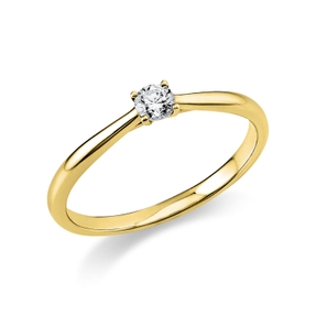 Solitaire Ring aus 585 Gold Gelbgold Brillant 0,15ct TW-SI B:1,6mm 4er-Krappe