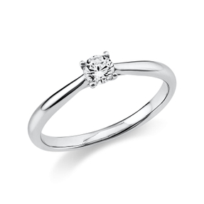 Solitaire Ring aus 585 Gold Weißgold Brillant 0,2ct TW-SI B:2,1mm 4er-Krappe