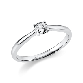 Solitaire Ring aus 750 Gold Weißgold Brillant 0,25ct TW-SI B:1,9mm 4er-Krappe