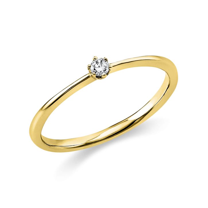 Solitaire Ring aus 750 Gelbgold 1 Brillant 0.05ct