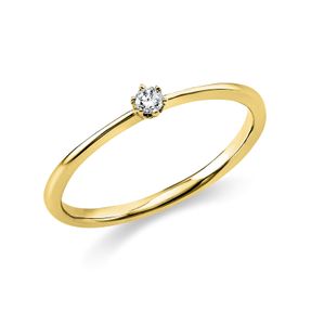 Solitaire Ring aus 750 Gold Gelbgold Brillant 0,05ct TW-SI B:1,7mm 6er-Krappe