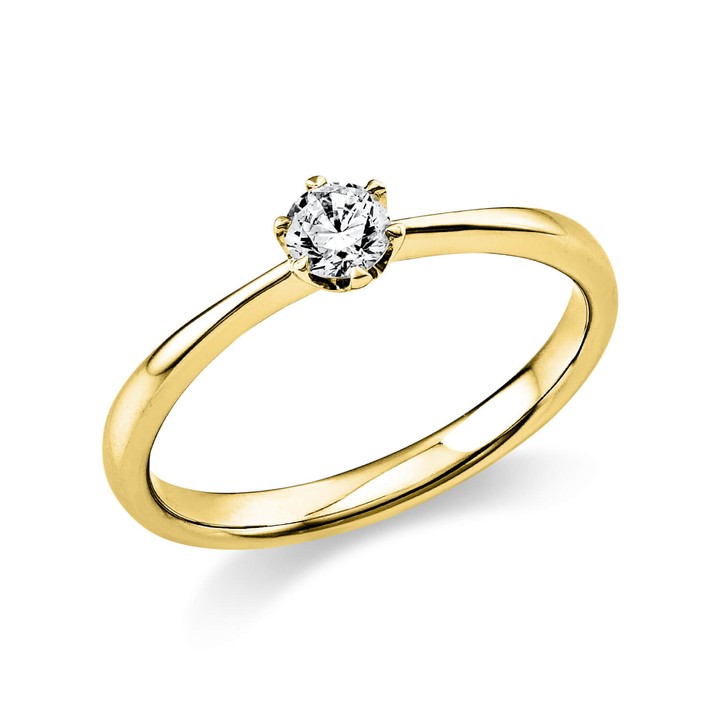 Solitaire Ring aus 750 Gelbgold 1 Brillant 0.2ct