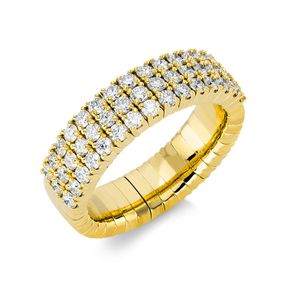 Pavé Flex-Ring aus 750 Gold Gelbgold 45 Brillanten 1,16ct TW-SI B:6,1mm 4er-Krappe