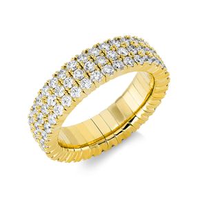 Memoire Flex-Ring aus 750 Gelbgold 105 Brillanten 2,71ct TW-SI B:6,1mm 4er-Krappe