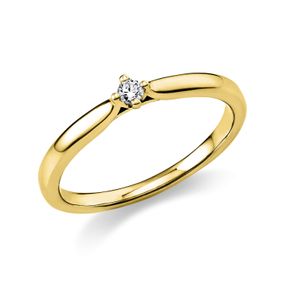 Solitaire Ring aus 585 Gold Gelbgold Brillant 0,05ct TW-SI B:1,6mm 4er-Krappe