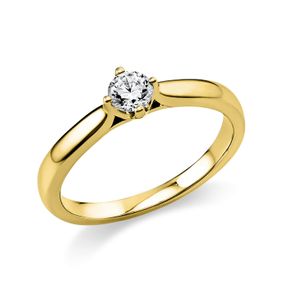 Solitaire Ring aus 585 Gold Gelbgold Brillant 0,25ct TW-SI B:2mm 4er-Krappe