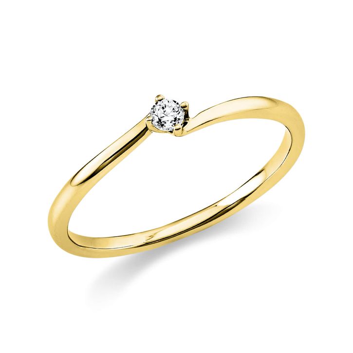 Solitaire Ring aus 750 Gelbgold 1 Brillant 0.05ct