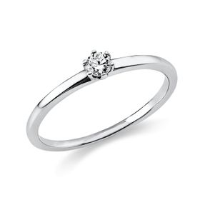 Solitaire Ring aus 750 Gold Weißgold Brillant 0,1ct TW-SI B:1,4mm 6er-Krappe