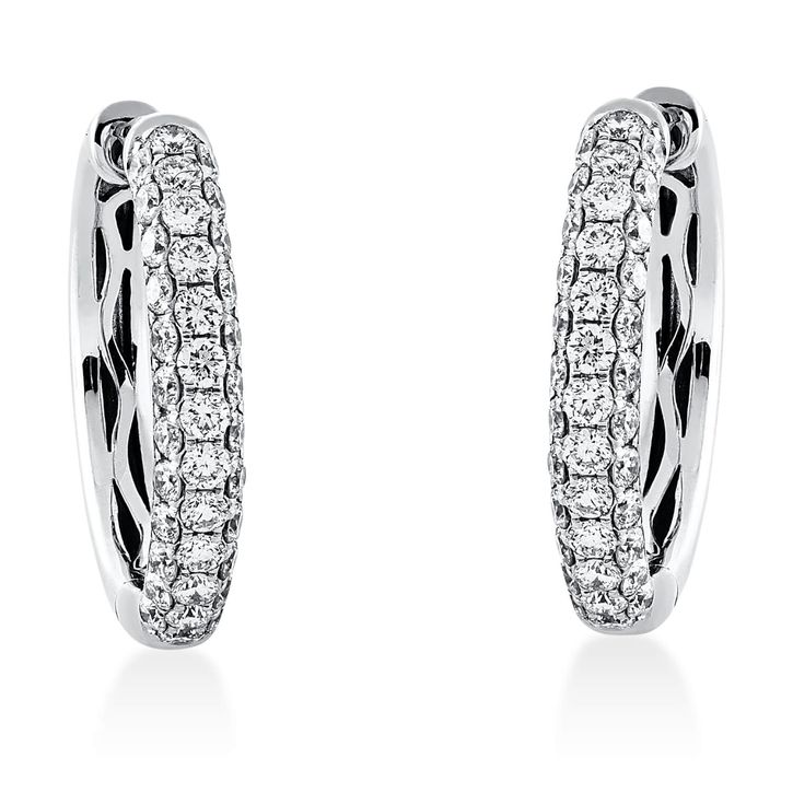 Pavé Ohrschmuck aus 750 Weißgold 74 Brillanten 1.19ct