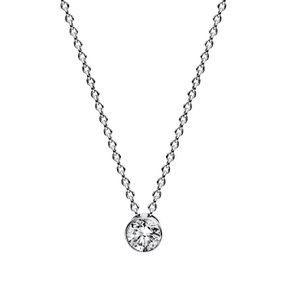 Solitaire Collier aus 585 Gold Weißgold Brillant 0,2ct TW-SI L:43cm Zarge