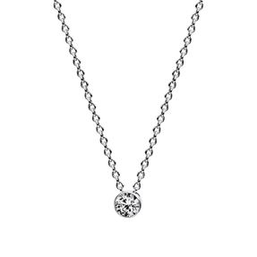 Solitaire Collier aus 585 Gold Weißgold Brillant 0,1ct TW-SI L:43cm Zarge