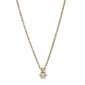 Solitaire Collier aus 585 Gold Gelbgold Brillant 0,07ct TW-SI L:42cm 4er-Krappe