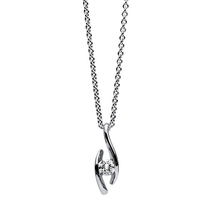 Solitaire Collier aus 750 Weißgold 1 Brillant 0.15ct
