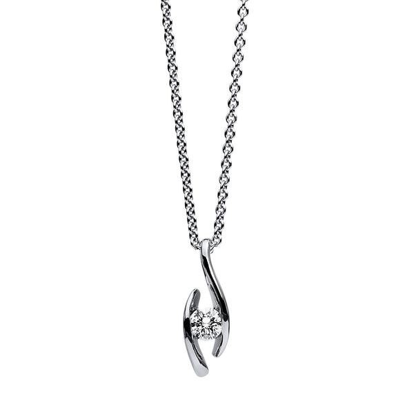 Solitaire Collier aus 750 Weißgold 1 Brillant 0.15ct