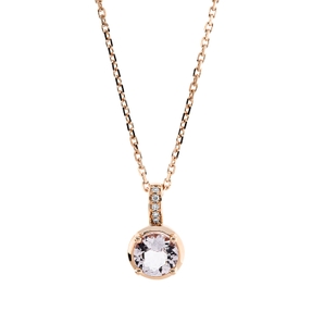 Collier aus 750 Rotgold Morganit 0,66ct rosa 5 Brillanten 0,03ct TW-SI L:45,7cm