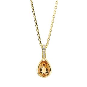 Collier aus 750 Gelbgold Citrin 0,67ct gelb 5 Brillanten 0,03ct TW-SI L:45,7cm