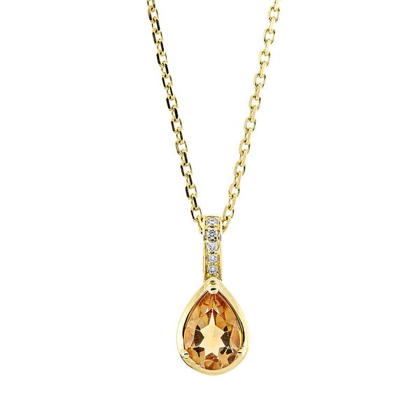 Collier aus 750 Gelbgold Citrin 5 Brillanten 0.03ct