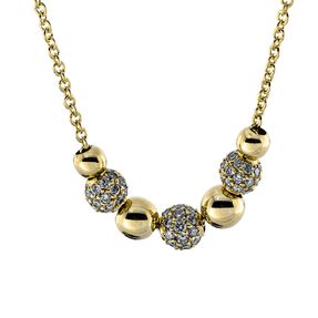 Pavé Collier Kugel aus 750 Gelbgold 84 Brillanten 0,43ct TW-SI L:45cm