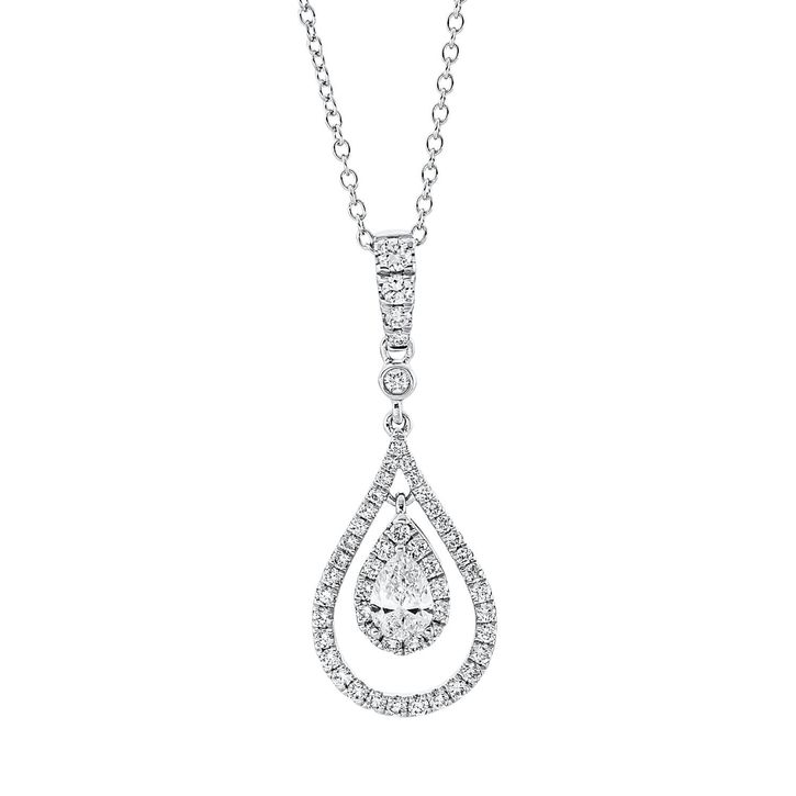 Solitaire Collier aus 750 Weißgold 52 Brillanten 0.91ct