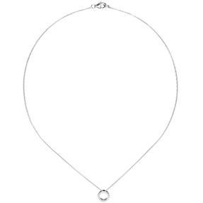 Collier Ankerkette mit Anhänger Kreis mit Zirkonia weiß schlicht 925 Silber 43cm