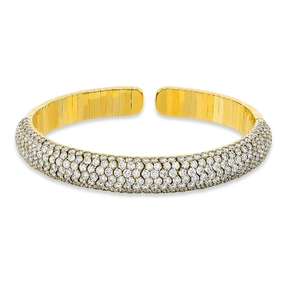 Pavé Armreif aus 750 Gold Gelbgold 301 Brillanten 9,05ct TW-VSI 50x58mm