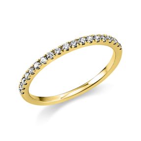 Halb-Memoire Ring schmal aus 585 Gelbgold 19 Brillanten 0,2ct TW-SI B:1,5mm