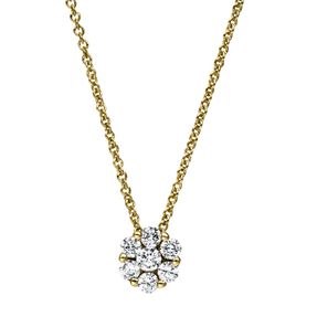 Collier aus 585 Gelbgold 6 Brillanten 0,33ct TW-SI 1 Brillant 0,09ct TW-SI L:42cm