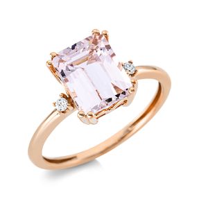 Ring aus 750 Rotgold Morganit 2,1ct rosa 2 Brillanten 0,04ct TW-SI B:9,8mm