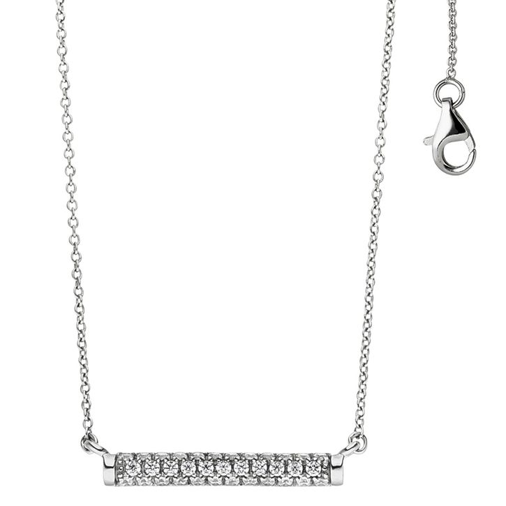 Collier mit 35 weißen Zirkonia 925 Silber 45cm