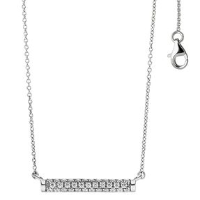 Collier Halskette Stab Stäbchen mit 35 weißen Zirkonia 925 Silber 45cm Damen