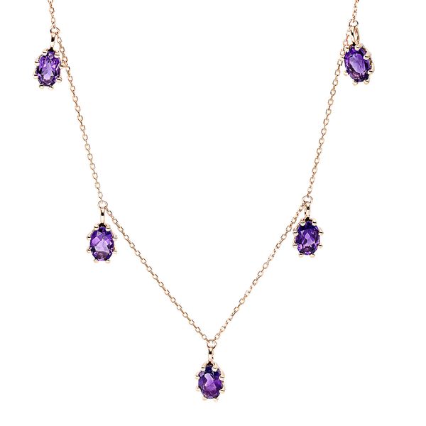 Collier aus 750 Rotgold 7 Amethyste