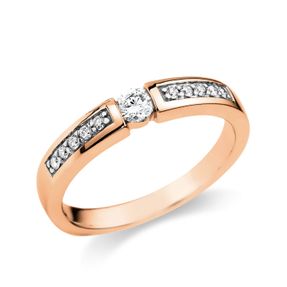 Ring Spannring aus 585 Gold weiß/rot 11 Diamanten 0,29ct TW-SI B:3,5mm