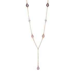 Collier aus 585 Gold Rotgold 5 Perlmutte 2 Brillanten 0,05ct TW-VSI L:42cm