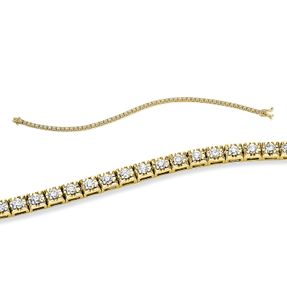 Armband aus 750 Gold Gelbgold 61 Brillanten 1,05ct TW-SI L:17,5cm 4er-Krappe