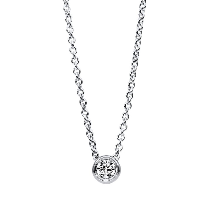 Solitaire Collier aus 750 Weißgold 1 Brillant 0.1ct