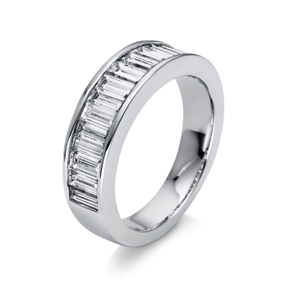 Halb-Memoire Ring 750 Weißgold 15 Diamanten Baguette-Schliff 1,74ct TW-VSI B:6,2mm