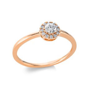 Ring aus 750 Gold Rotgold 13 Diamanten 0,27ct TW-SI Ø6,3mm 4er-Krappe