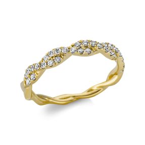 Ring gewellt aus 750 Gold Gelbgold 32 Brillanten 0,26ct TW-SI B:3,6mm