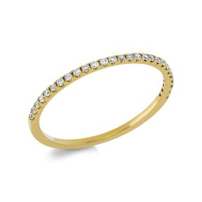 Halb-Memoire Ring schmal aus 750 Gelbgold 27 Brillanten 0,13ct TW-SI B:1mm