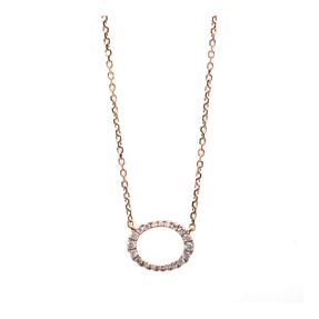 Collier Oval aus 750 Gold Rotgold 20 Brillanten 0,14ct TW-SI L:42cm