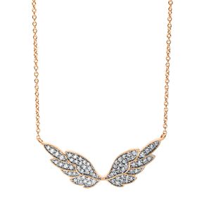 Collier Flügel aus 750 Gold Rotgold 66 Brillanten 0,38ct TW-SI L:42cm