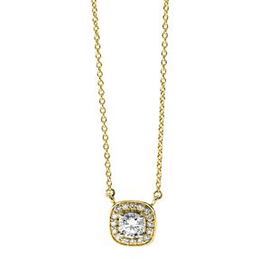 Collier aus 750 Gelbgold 16 Brillanten 0,1ct TW-SI 1 Brillant 0,28ct TW-SI L:42cm