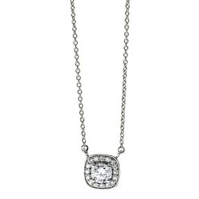 Collier aus 750 Weißgold 16 Brillanten 0,1ct TW-SI 1 Brillant 0,29ct TW-SI L:42cm