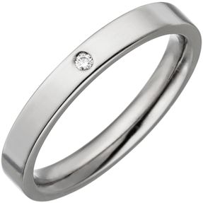 Ring schmaler Partnerring aus Titan mit Diamant Brillant flach schlicht